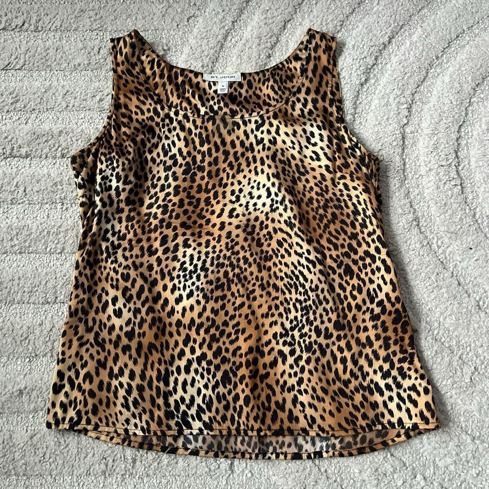 St. John Animal Print Sleeveless Blouse